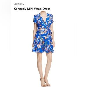 Yumi Kim Kennedy Mini wrap dress blue floral silk, medium